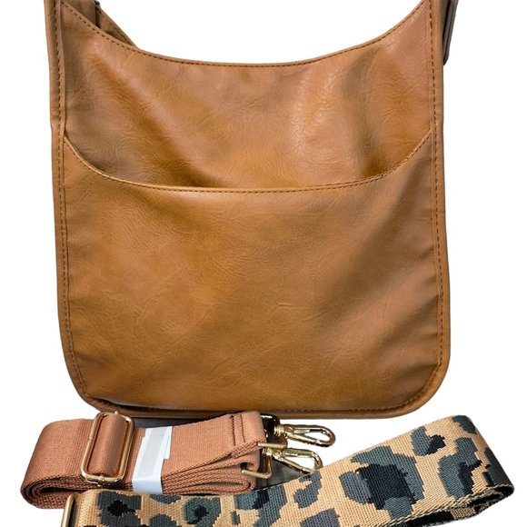 Ah -Darned Handbags - (978) ah-dorned Brown Vegan Crossbody with extra strap